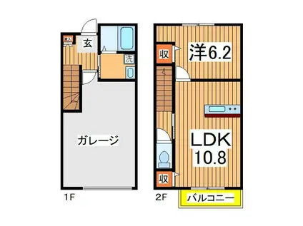 GARAGE HOUSE J(1LDK/1階)の間取り写真