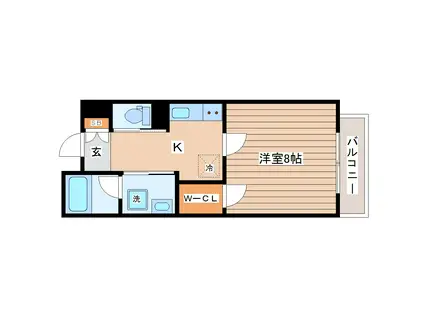 ヴィアーレ勾当台II(1K/11階)の間取り写真