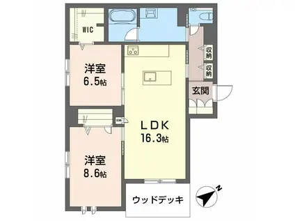 エクラージュ覚王山(2LDK/1階)の間取り写真