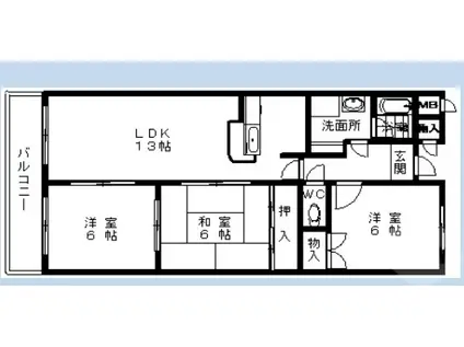 ハイクレスト引谷(3LDK/3階)の間取り写真