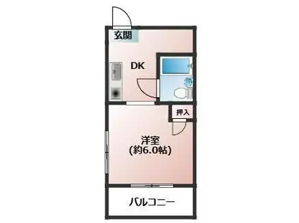 パシフィックヴィラ新森(1DK/1階)の間取り写真