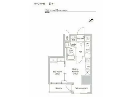 カパリリ小岩(1DK/7階)の間取り写真