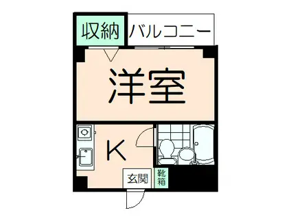 ベルヴィ八王子(1K/1階)の間取り写真