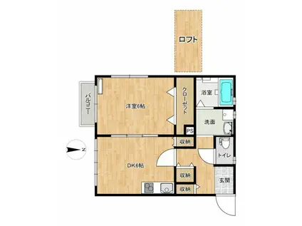 エスパス広田(1DK/2階)の間取り写真