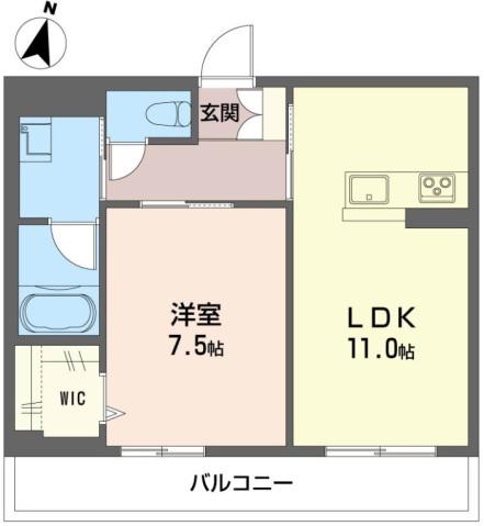 東武東上線 ふじみ野駅 徒歩15分 3階建 築1年(1LDK/1階)の間取り写真