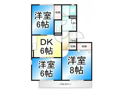 ツインコート(3DK/2階)の間取り写真