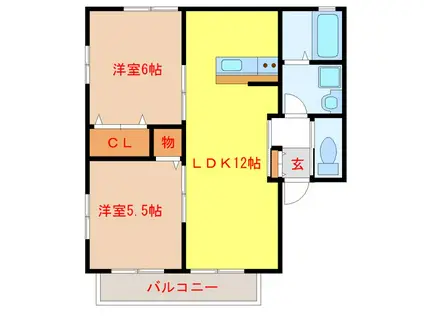 ファミーユ(2LDK/1階)の間取り写真
