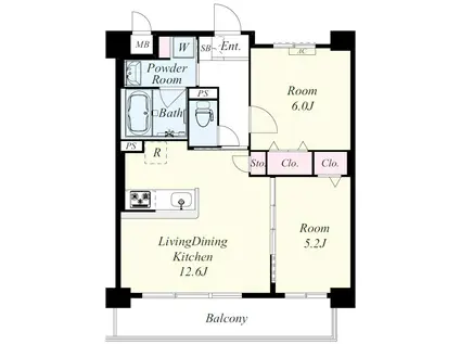 VERITA COURT (2LDK/2階)の間取り写真