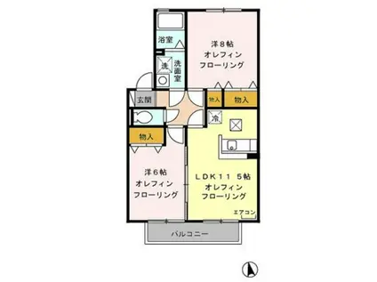 サニーサイドコート C(2LDK/2階)の間取り写真