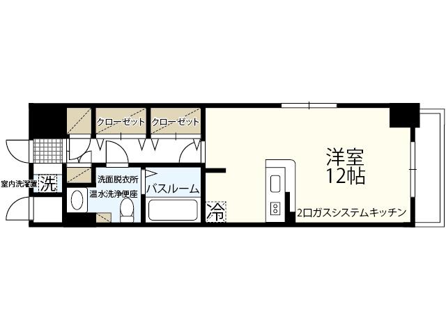 JR新白島駅前東亜ビル(ワンルーム/4階)の間取り写真