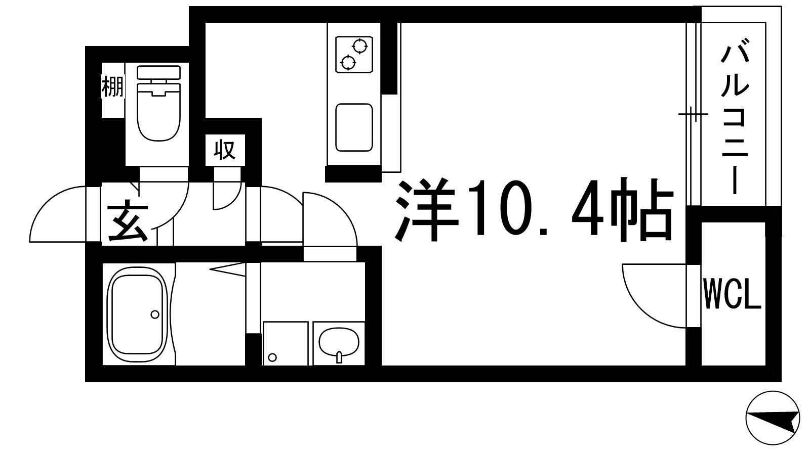 クレイノ宝塚東(ワンルーム/1階)の間取り写真