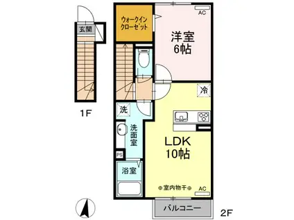 エスポワール(1LDK/2階)の間取り写真