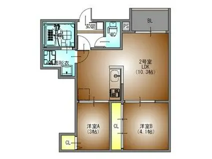 REGALEST瑞穂区役所(2LDK/2階)の間取り写真