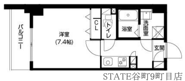 ラムール玉造(1K/7階)の間取り写真