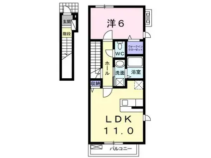 リトム・クラ一ジュ(1LDK/2階)の間取り写真