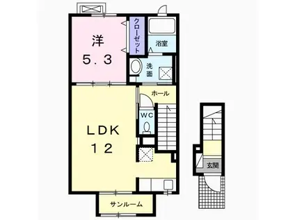 カメリアロッサ I(1LDK/2階)の間取り写真