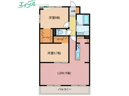 グロリアスST(2LDK/2階)の間取り写真