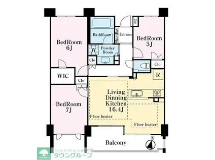 プラウド横濱ヒルトップ(3LDK/1階)の間取り写真