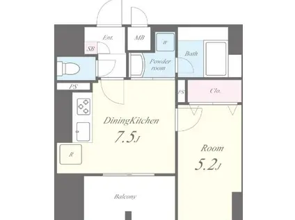 レジデンス ホクサイ(1DK/8階)の間取り写真