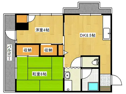 大屋ビル(2DK/6階)の間取り写真