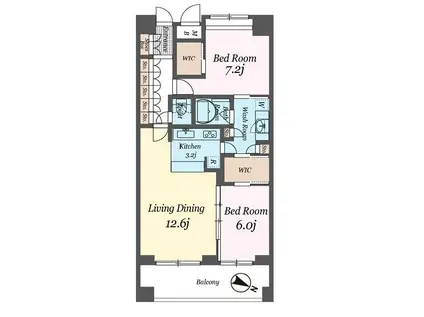 パシフィックレジデンス目黒本町(2LDK/2階)の間取り写真