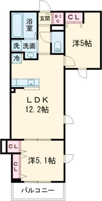 キルシュ元町(2LDK/3階)の間取り写真