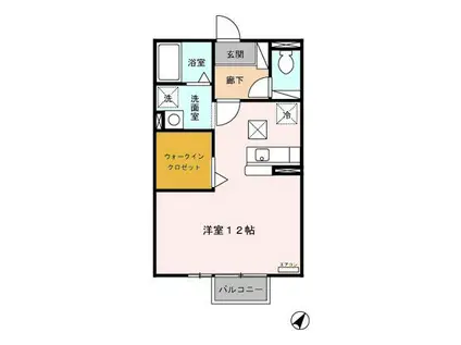 メゾンベール・コーヤII B(ワンルーム/1階)の間取り写真