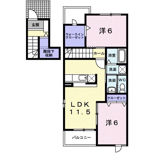 フェリシテ(2LDK/2階)の間取り写真
