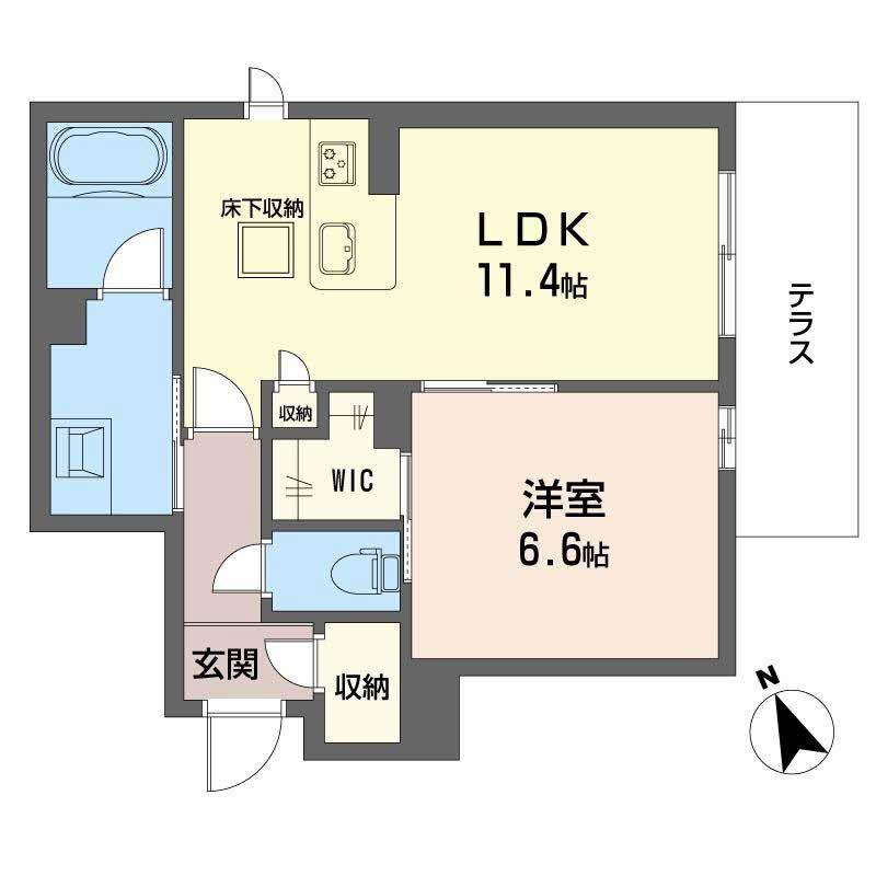 シャーメゾングランデ(1LDK/1階)の間取り写真