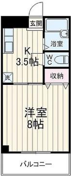 エスポアール善行(1K/2階)の間取り写真