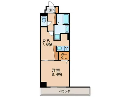 カスタリア新栄II(1DK/8階)の間取り写真