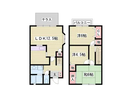 パルティーダ B棟(3LDK/1階)の間取り写真