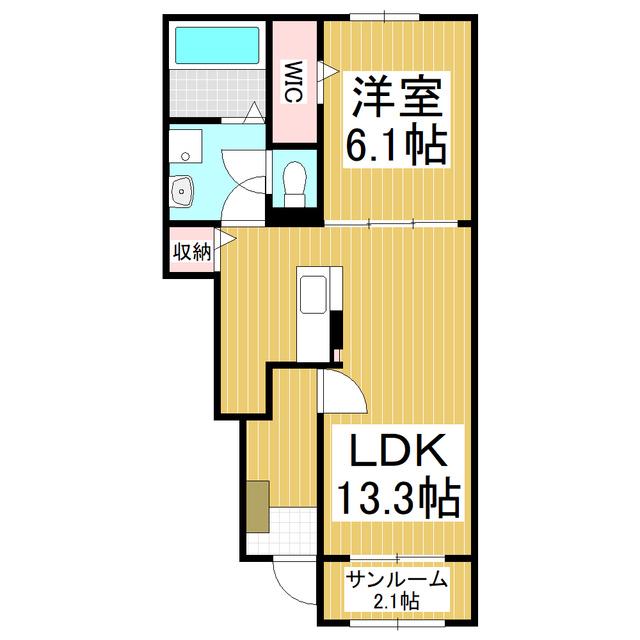 ペニー・レイン(1LDK/1階)の間取り写真