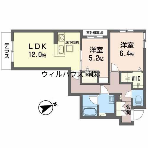 GRANDIR イースト(2LDK/1階)の間取り写真
