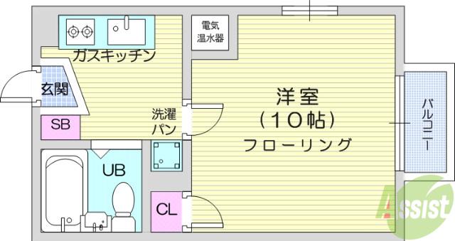 コーポベルⅡ(1K/2階)の間取り写真