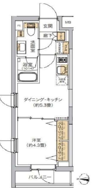 リビオメゾン湯島(1DK/2階)の間取り写真