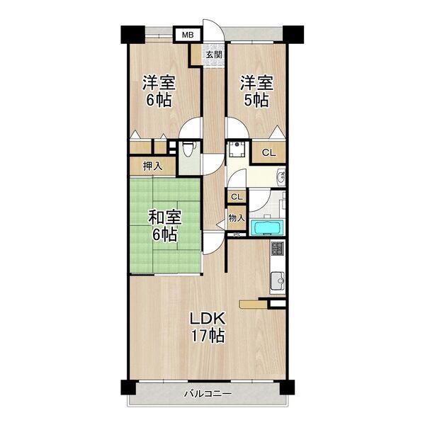 ソルプラーサ堺(3LDK/11階)の間取り写真