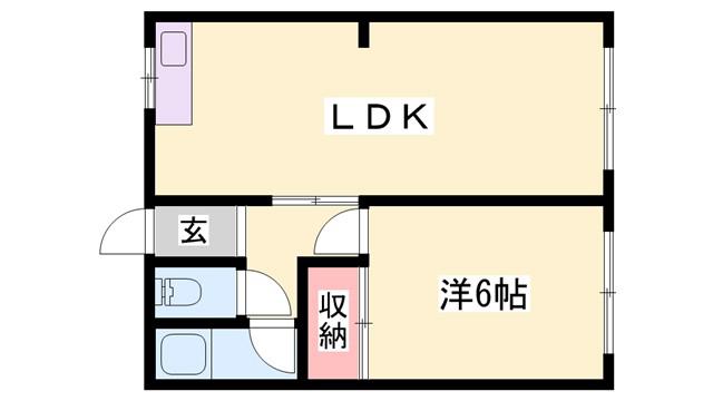 山陽電鉄本線 浜の宮駅 徒歩20分 2階建 築57年(1LDK/2階)の間取り写真