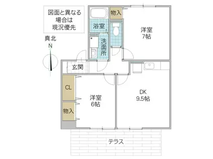 ROYAL GARDEN CASAHARA F(2DK/1階)の間取り写真