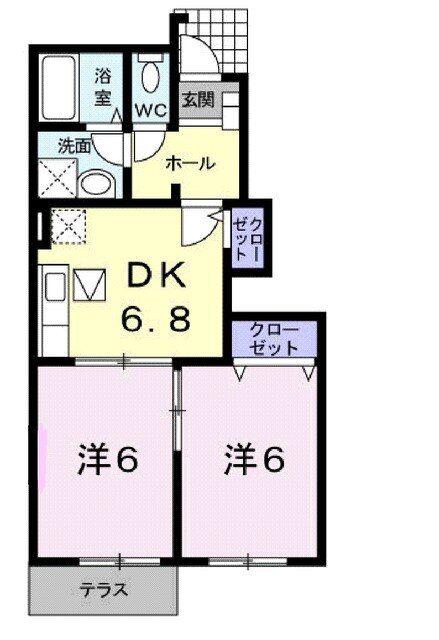 カトルセゾンC(2DK/1階)の間取り写真