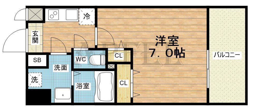 ラシーヌ瓦屋町(1K/3階)の間取り写真