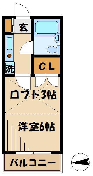 グランドール日野(1K/2階)の間取り写真