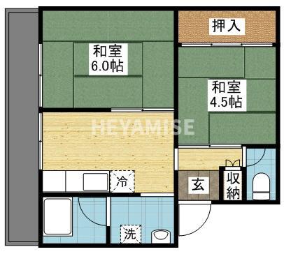 ビレッジハウス福田本町2号棟(2DK/2階)の間取り写真