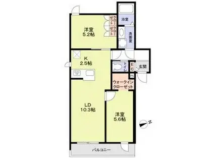 FOREST MAISON KOMAGOME ノース(2LDK/2階)の間取り写真