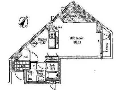 クローバー六本木(ワンルーム/2階)の間取り写真