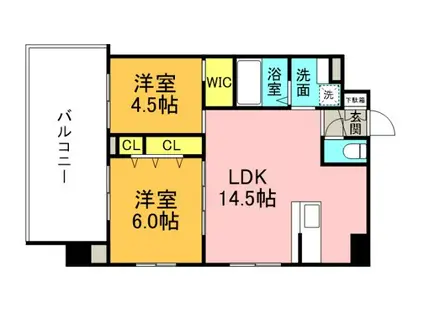 メイクス京橋川II(2LDK/14階)の間取り写真