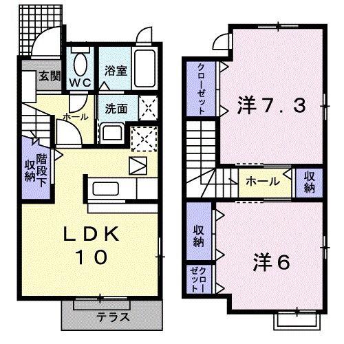 インプレスフレイムB(2LDK/1階)の間取り写真