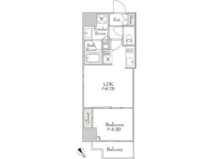 ミリアレジデンス大塚(1LDK/8階)の間取り写真