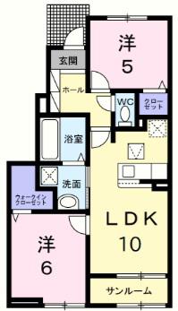 ルミナーラ西中央(2LDK/1階)の間取り写真