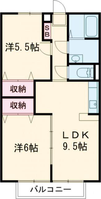 ピッケル加佐(2LDK/1階)の間取り写真